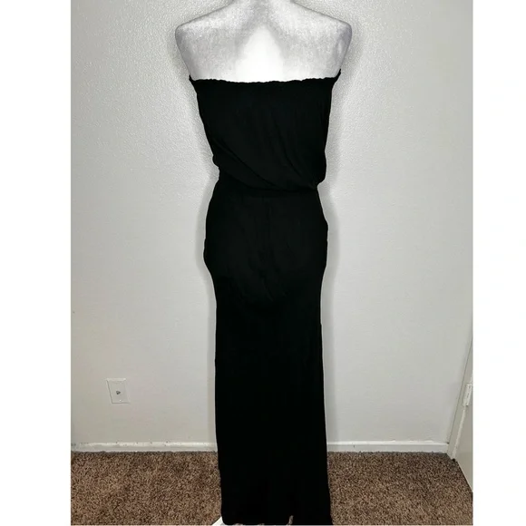 Young Fabulous & Broke Black Strapless Ruched Maxi Dress Front Slit Size M EUC - Picture 5 of 9
